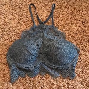 VS PINK grey lace halter bra